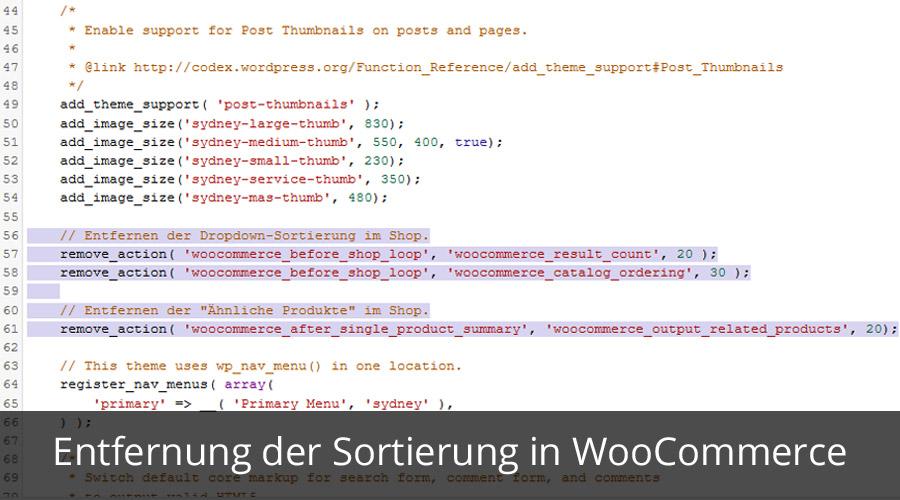 WordPress WooCommerce Entfernung Sortierung