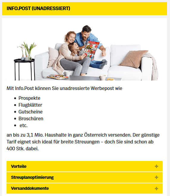 Post Werbung Anzahl Haushalte Österreich
