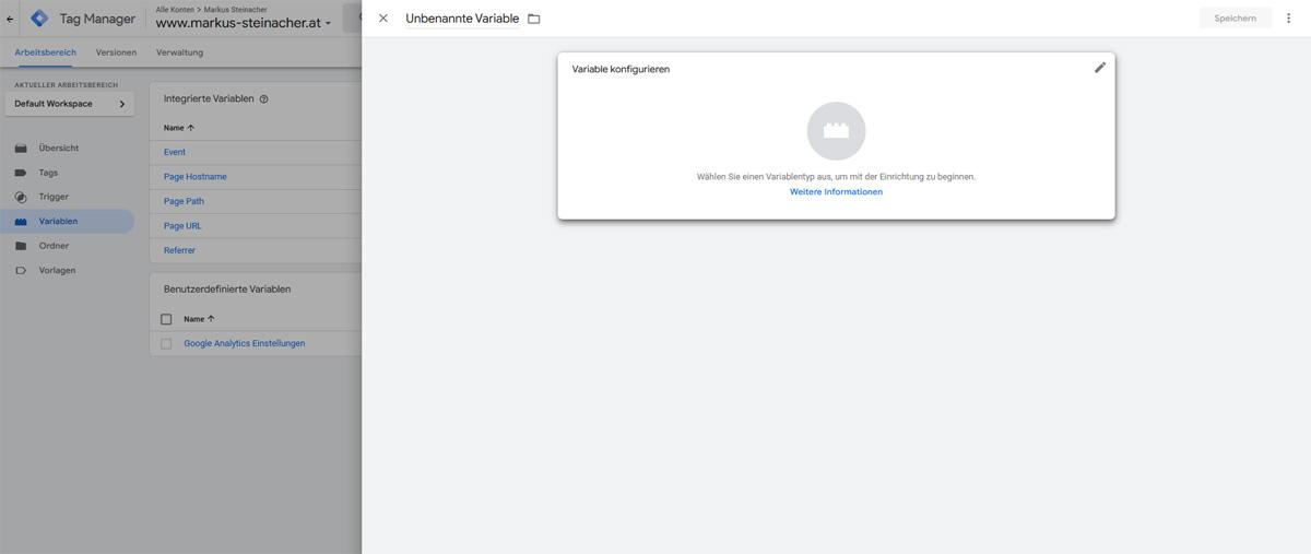 Google Tag Manager Neue Variable konfigurieren