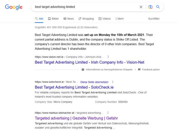 best target advertising limited - google suche