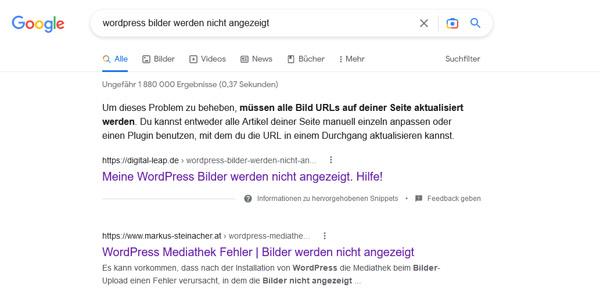 wordpress bilder werden nicht angezeigt