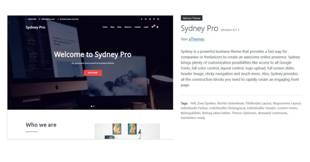 wordpress sydney theme