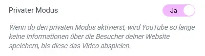 elementor youtube videos privater modus